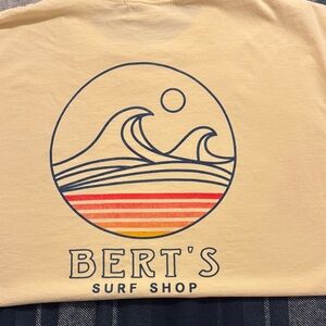 Bert's Surf Shop Yellow Short Sleeve Tee Beach Surfer